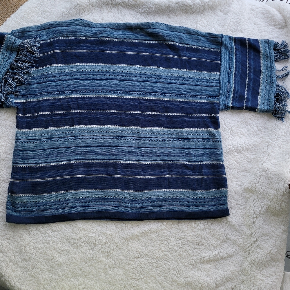 Fringed Lauren Cotton Sweater Sz Large - Picture 3 of 12